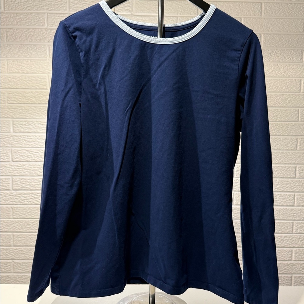 Lands' End Blue Fitted Long Sleeve T-Shirt